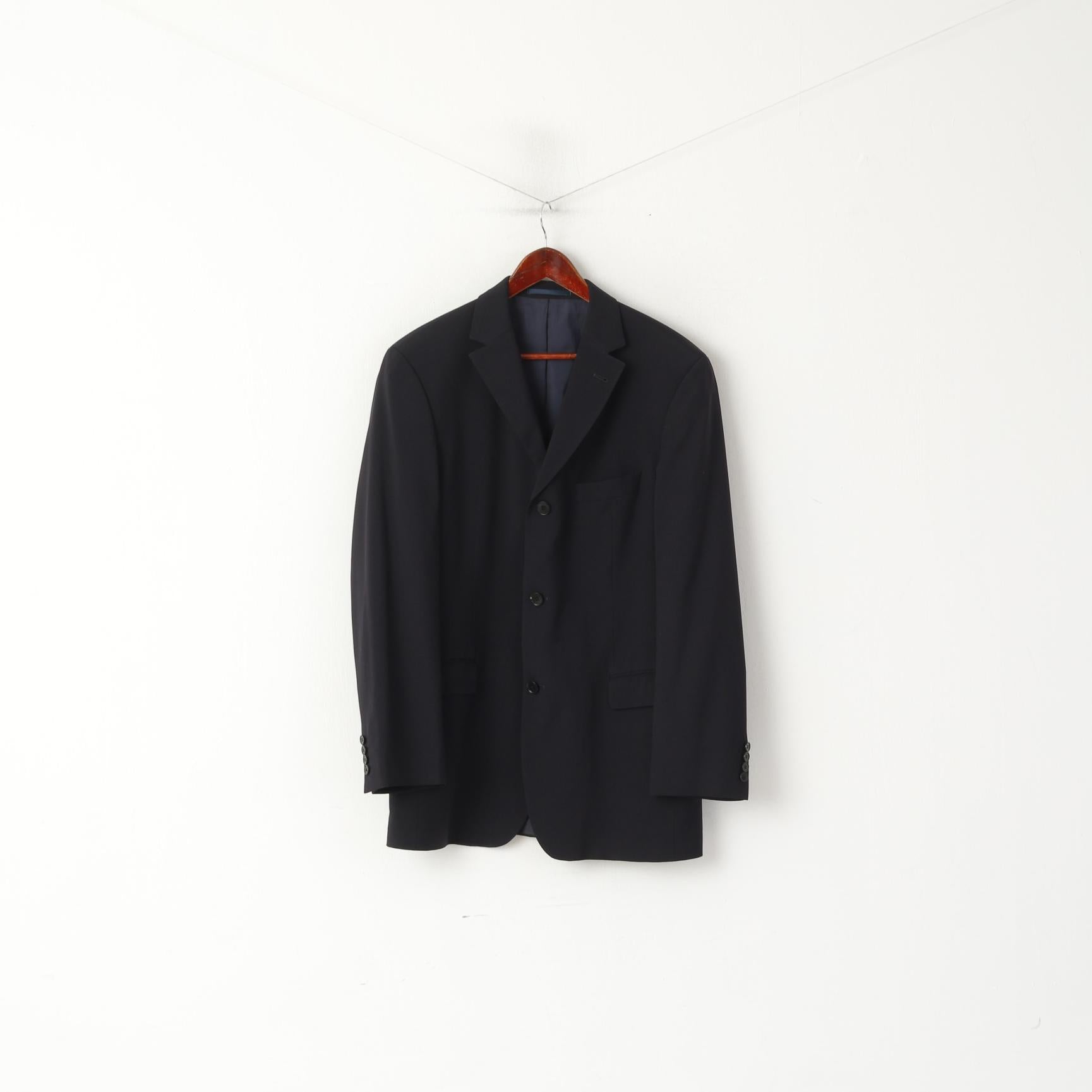 Hugo Boss Men 52 42 Blazer Navy Virgin Wool Rossellini Movie Single Breasted Jacket