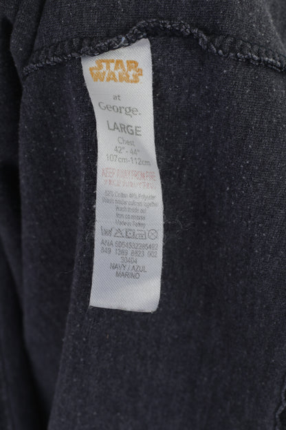 George Star Wars Men L Shirt Gray Cotton Graphic Casual Top