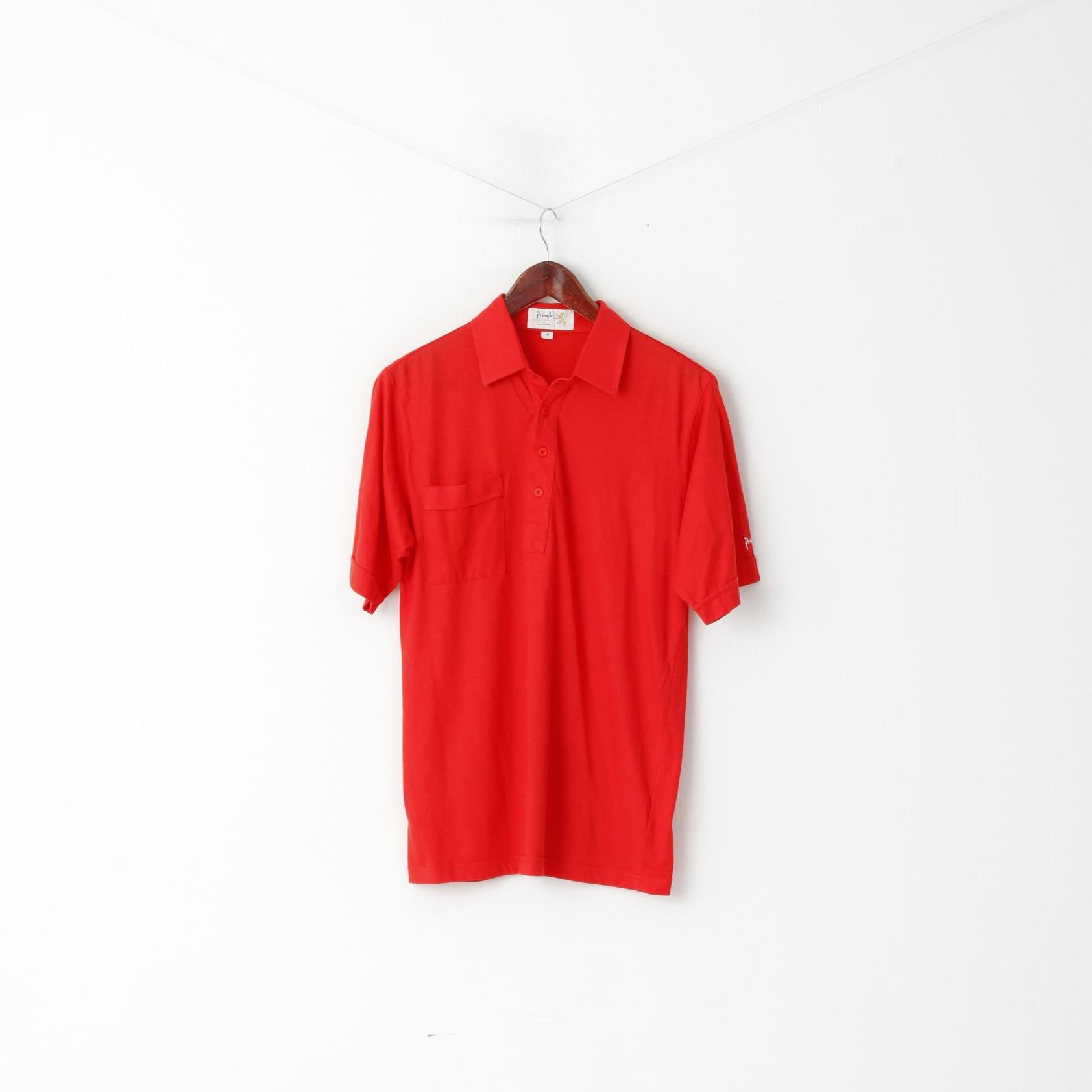Polo Pringle Sports da uomo M. Top elasticizzato con vestibilità classica, tasca liscia in cotone rosso