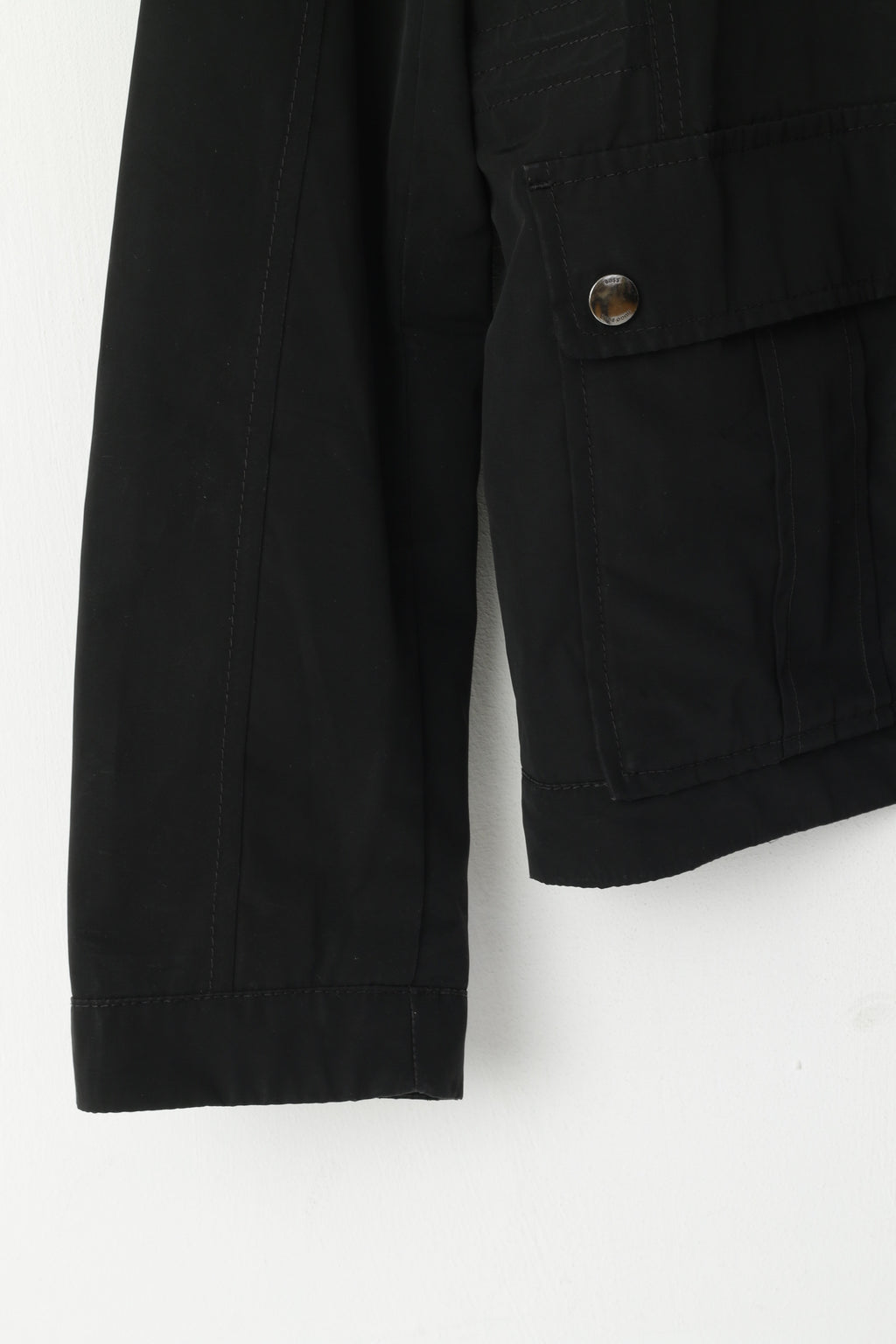 Hugo Boss Men 52 42R M Jacket Black Shiny Bomber Zip Up Lightweight Top