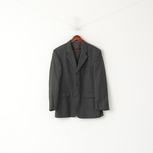 Pierre Cardin Uomo 50 40 Blazer Giacca monopetto in lana a righe grigie