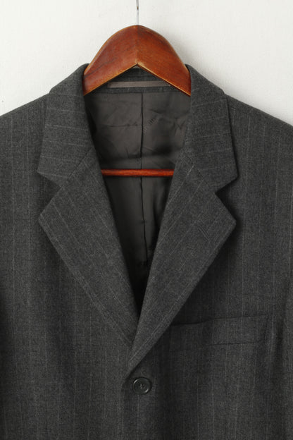 Pierre Cardin Uomo 50 40 Blazer Giacca monopetto in lana a righe grigie
