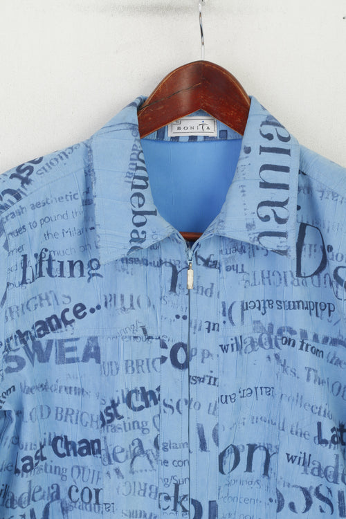 Bonita Chemisier décontracté pour femme Bleu vintage avec épaulettes rétro