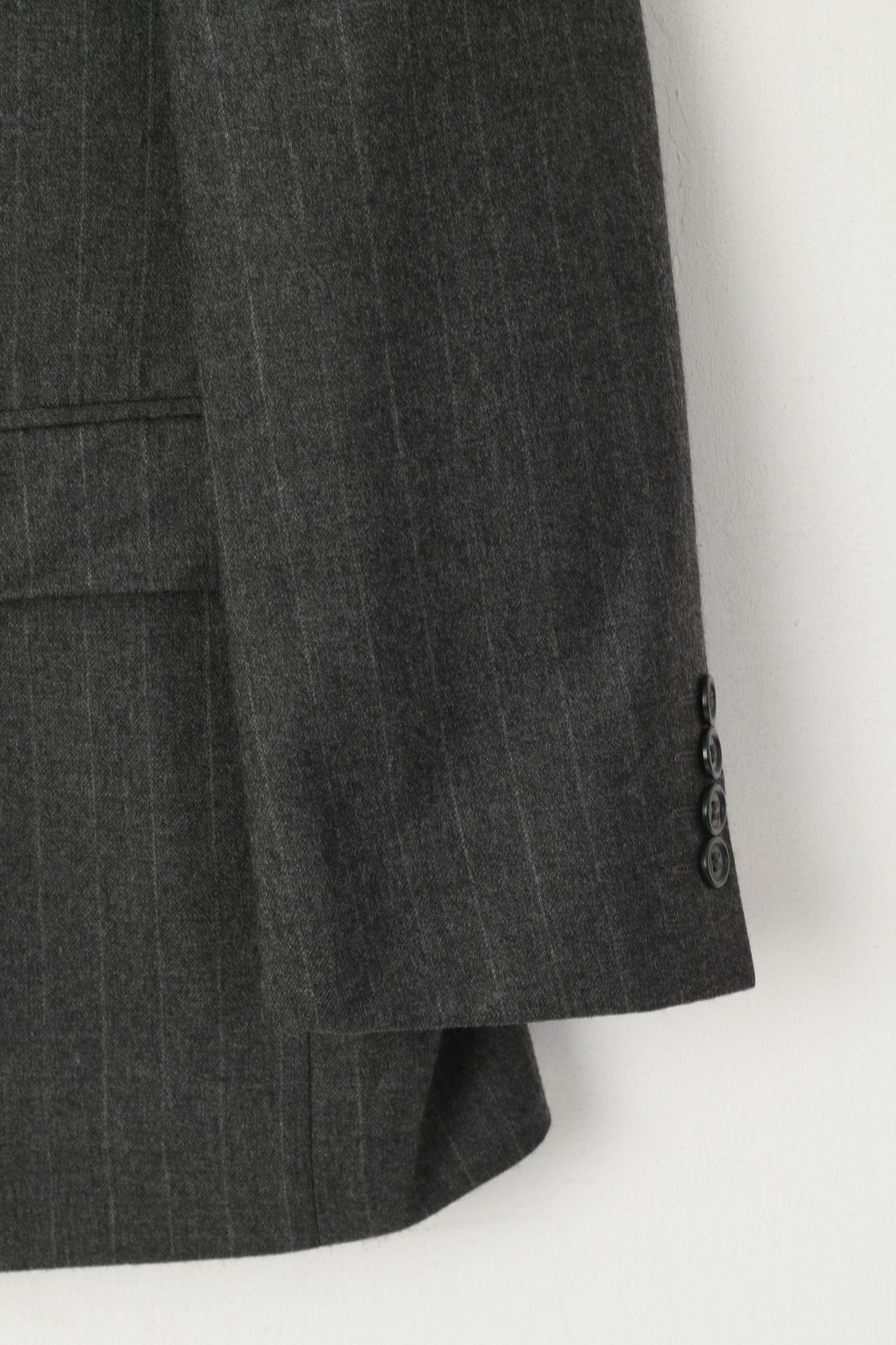 Pierre Cardin Men 50 40 Blazer Gray Striped Wool Single Breasted Jacket