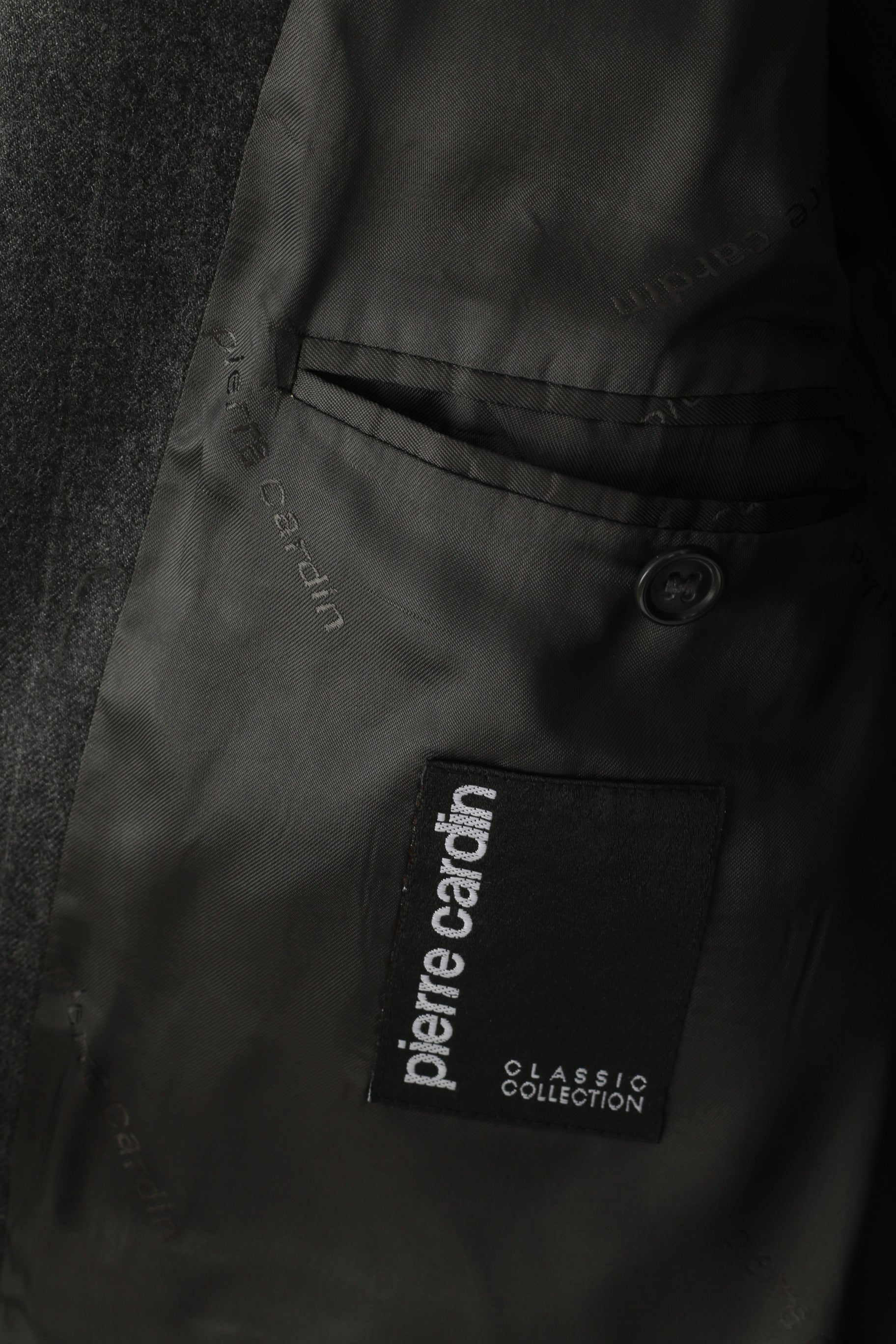 Pierre Cardin Men 50 40 Blazer Gray Striped Wool Single Breasted Jacket