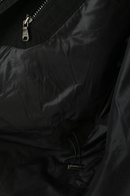 Hugo Boss Men 52 42R M Jacket Black Shiny Bomber Zip Up Lightweight Top