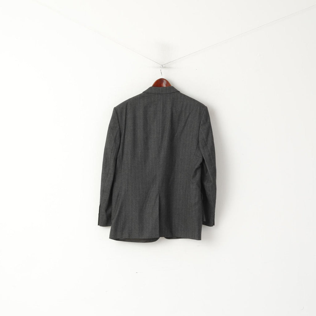 Pierre Cardin Uomo 50 40 Blazer Giacca monopetto in lana a righe grigie