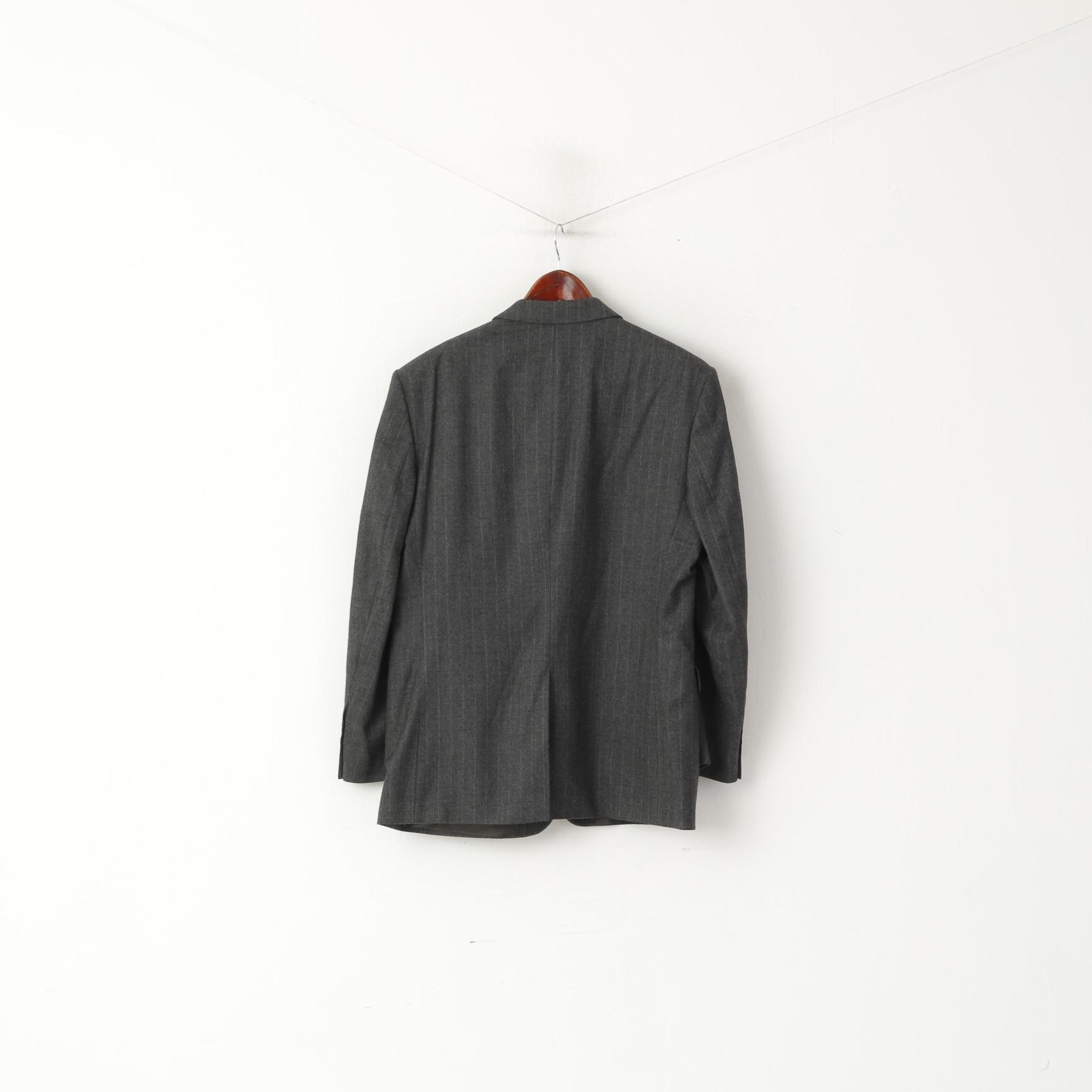 Pierre Cardin Uomo 50 40 Blazer Giacca monopetto in lana a righe grigie