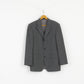 HUGO BOSS Men 50 40 Blazer Grey 100%  Wool Da Vinci Style Single Breasted Jacket