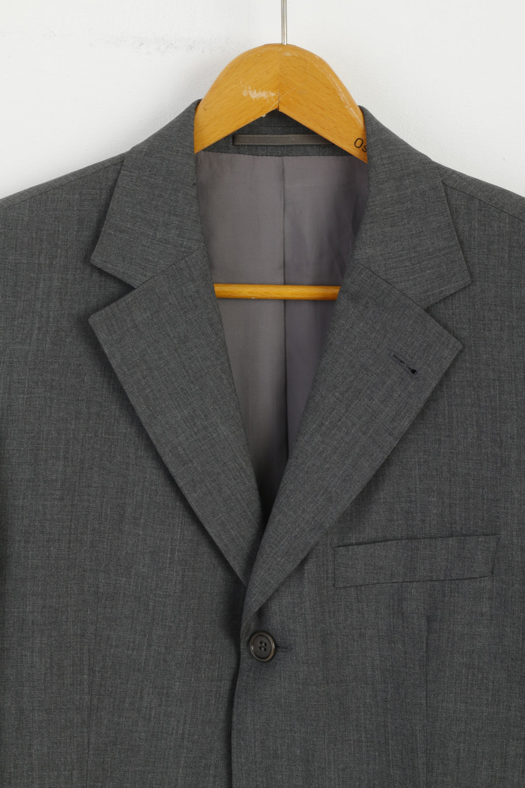 HUGO BOSS Uomo 50 40 Blazer Grigio 100% lana Giacca monopetto stile Da Vinci