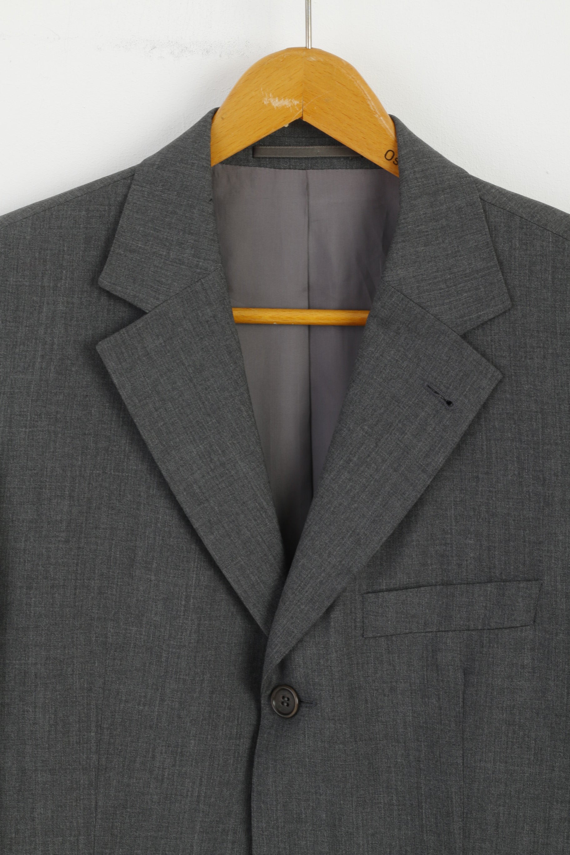 HUGO BOSS Uomo 50 40 Blazer Grigio 100% lana Giacca monopetto stile Da Vinci