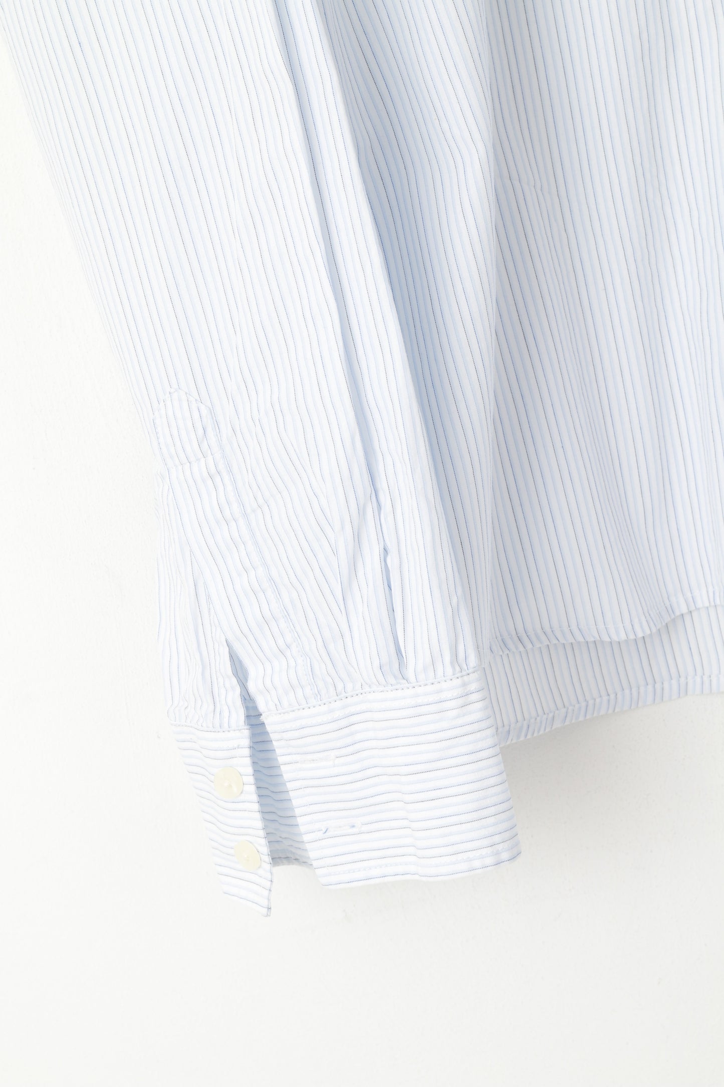 Levi's Men XXL Casual Shirt Blue White Striped Cotton Long Sleeve Top