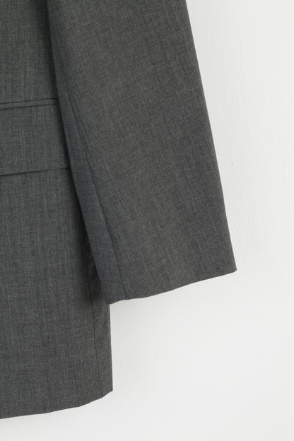 HUGO BOSS Men 50 40 Blazer Grey 100%  Wool Da Vinci Style Single Breasted Jacket