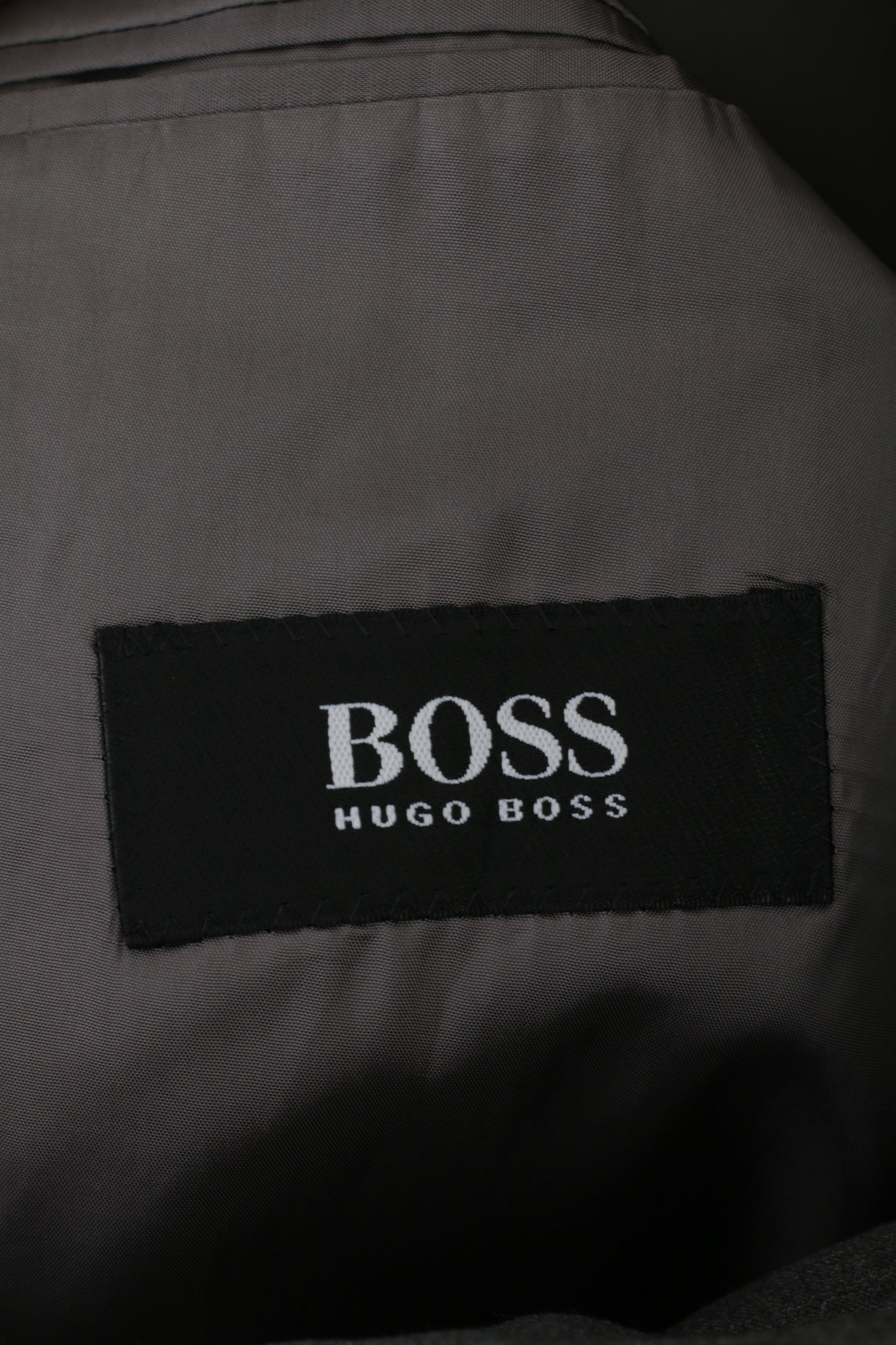 HUGO BOSS Uomo 50 40 Blazer Grigio 100% lana Giacca monopetto stile Da Vinci