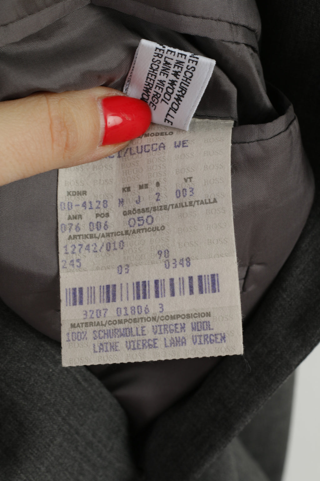 HUGO BOSS Uomo 50 40 Blazer Grigio 100% lana Giacca monopetto stile Da Vinci