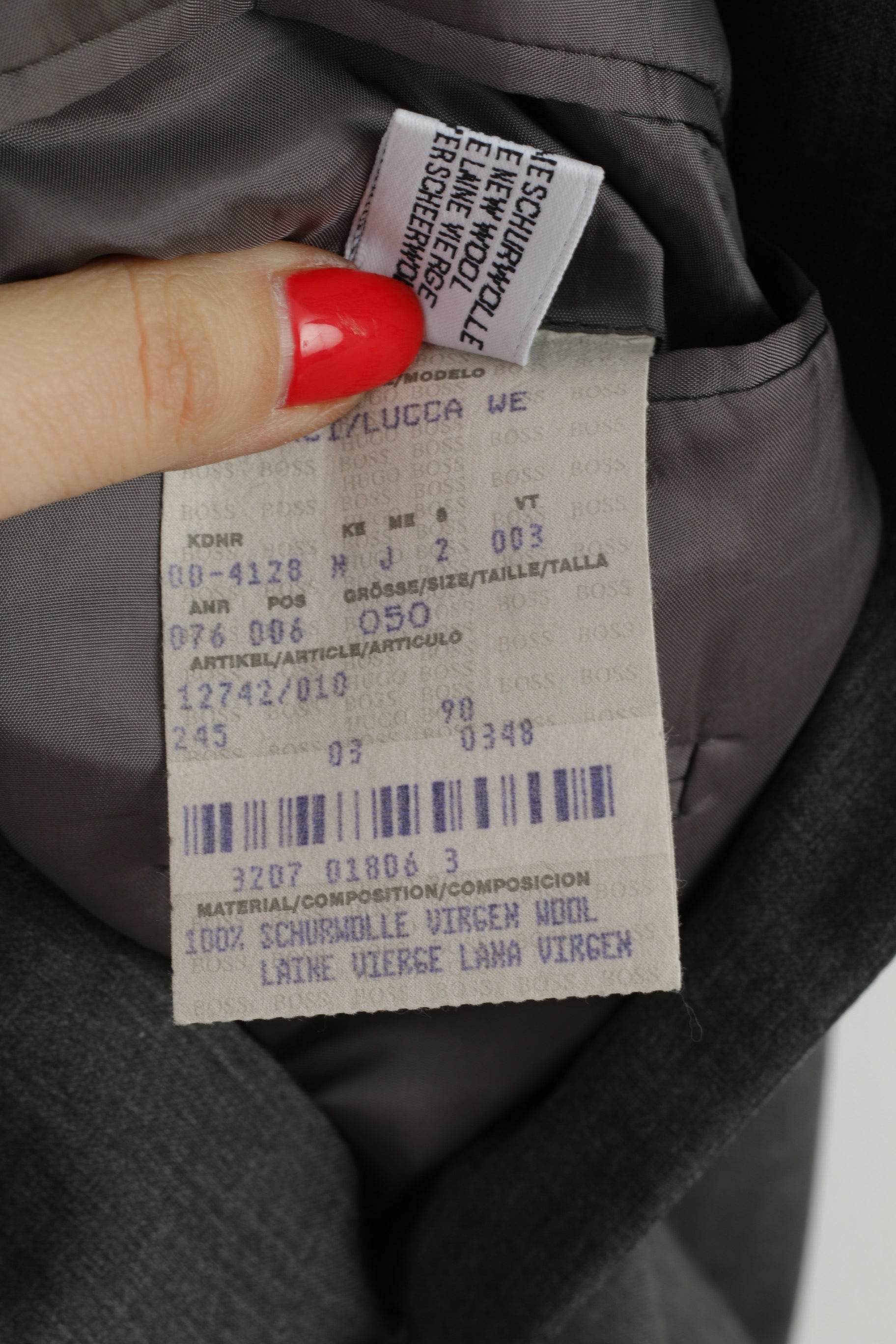 HUGO BOSS Uomo 50 40 Blazer Grigio 100% lana Giacca monopetto stile Da Vinci