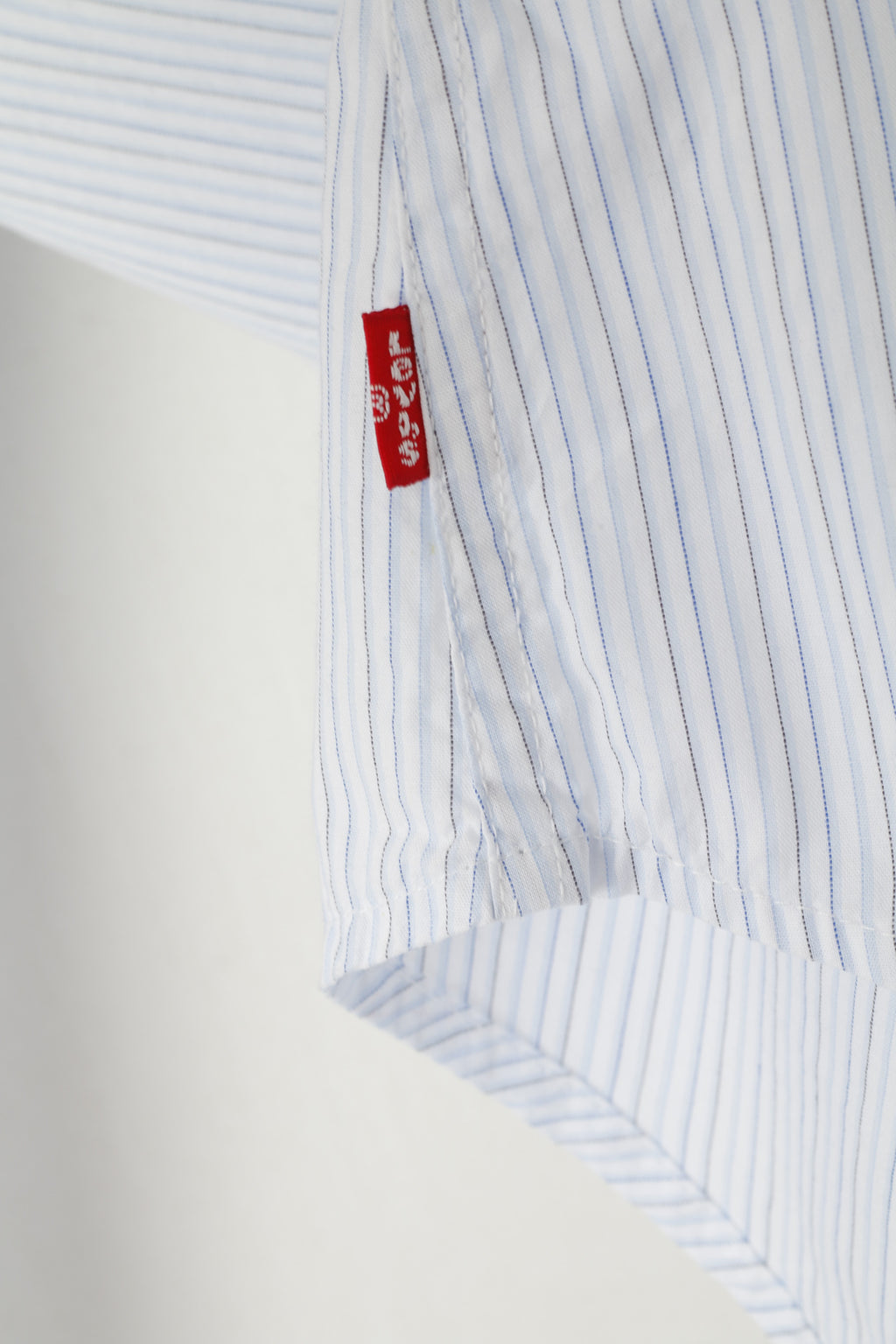 Levi's Men XXL Casual Shirt Blue White Striped Cotton Long Sleeve Top