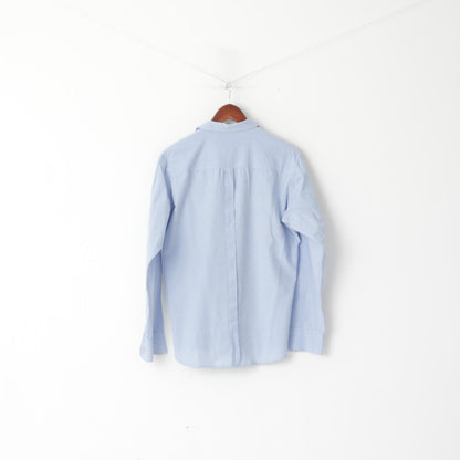 Etro Men XL (M) Casual Shirt Blue Cotton Slim Fit Long Sleeve Plain Detailed Button Top