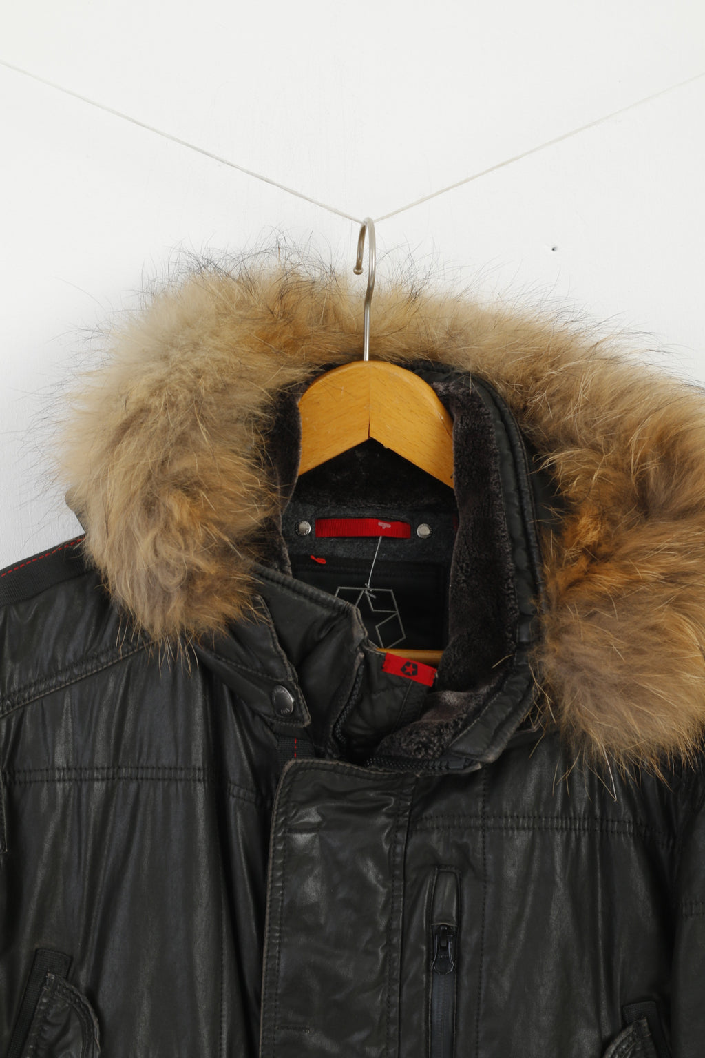 Milestone Men 52 L Jacket Black Cotton Wax Parka Winter Full Zipper Top