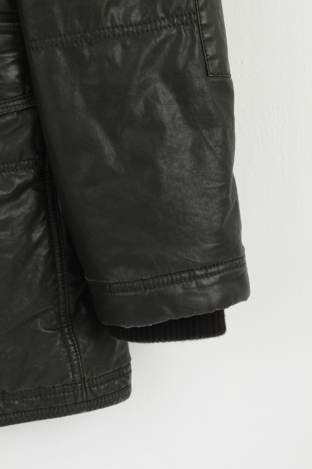 Milestone Men 52 L Jacket Black Cotton Wax Parka Winter Full Zipper Top