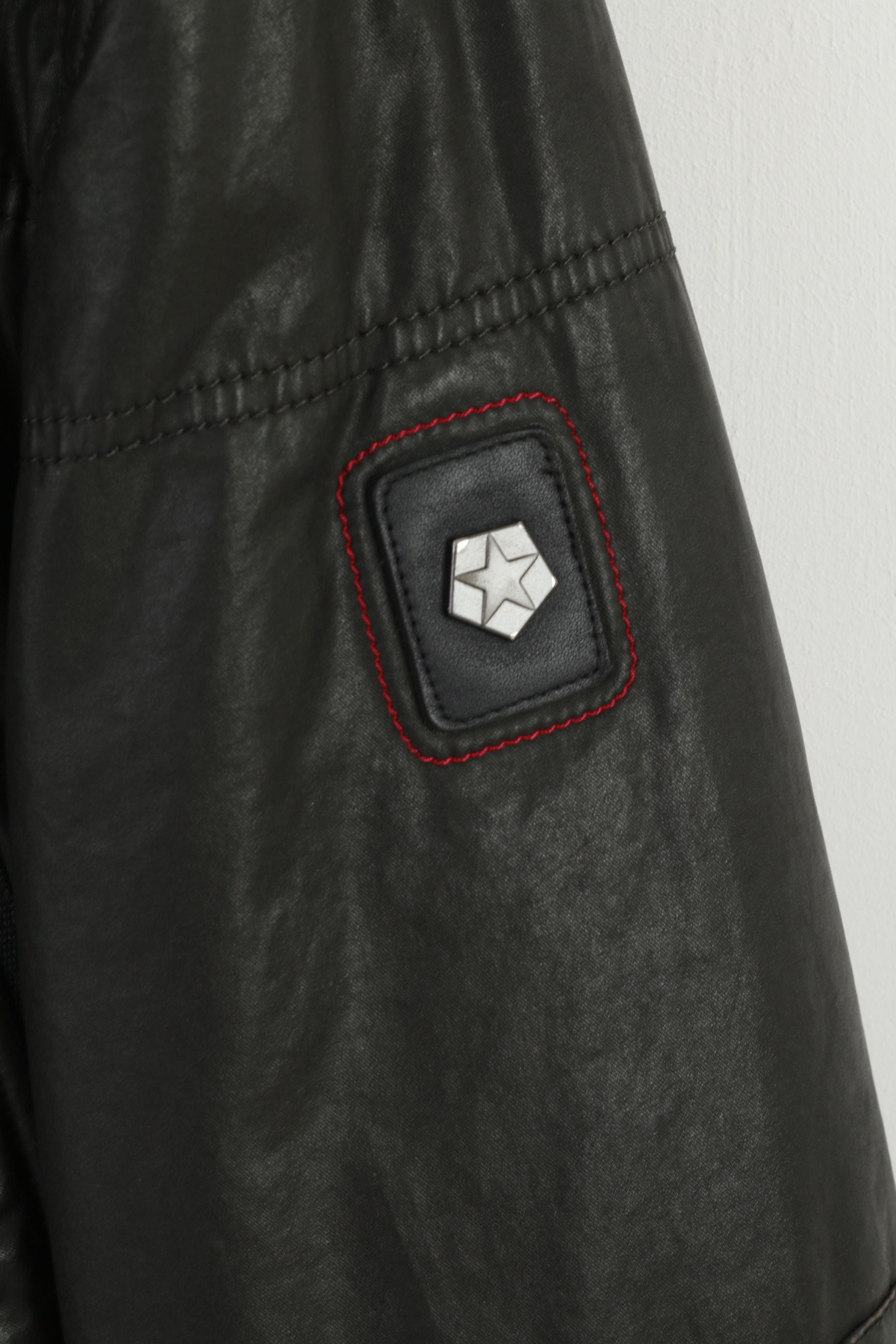 Milestone Men 52 L Jacket Black Cotton Wax Parka Winter Full Zipper Top