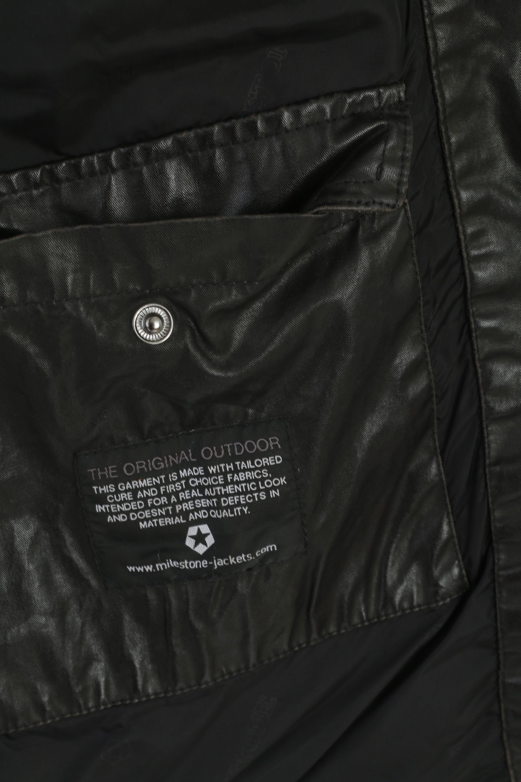 Milestone Men 52 L Jacket Black Cotton Wax Parka Winter Full Zipper Top