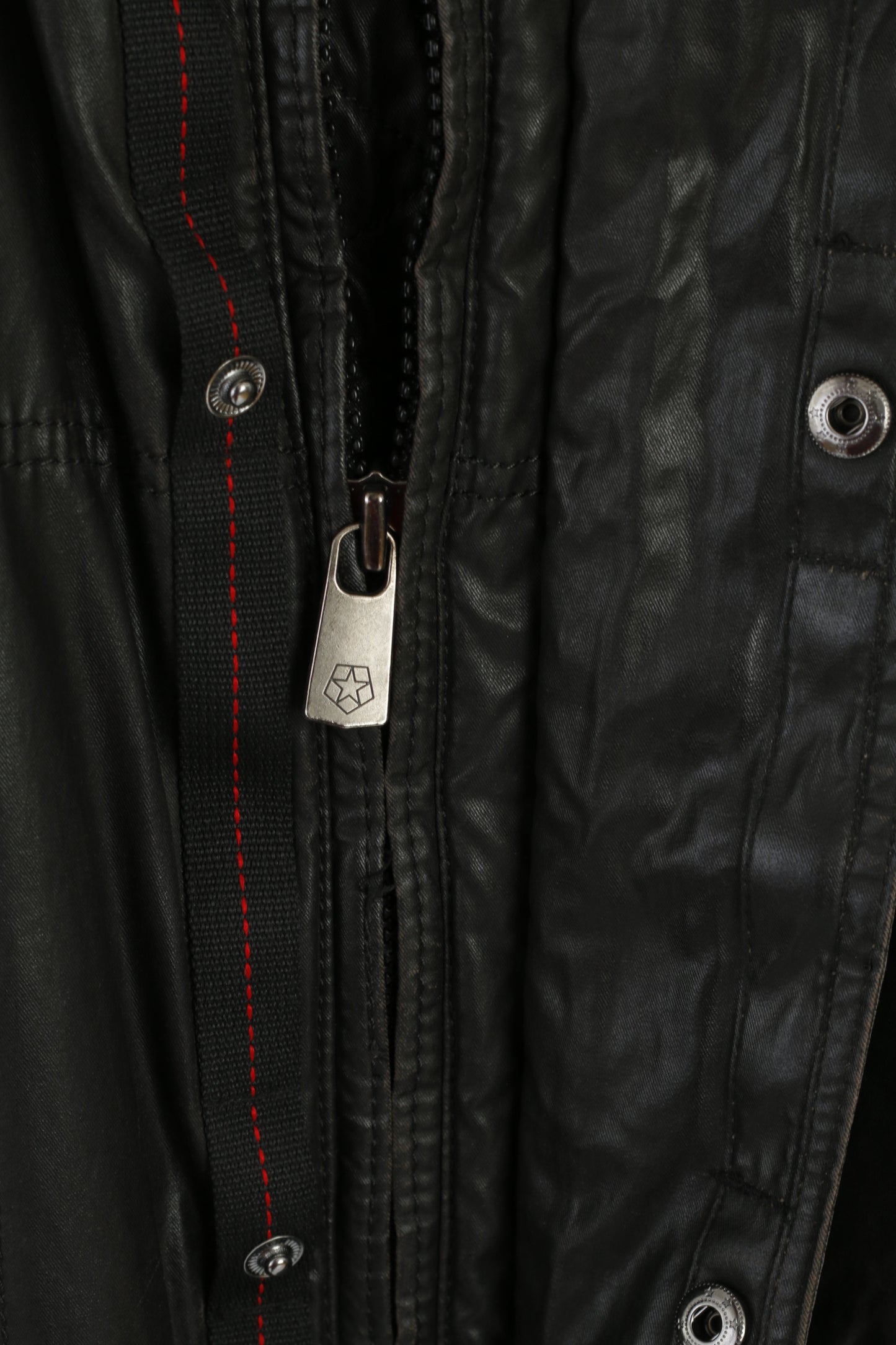 Milestone Men 52 L Jacket Black Cotton Wax Parka Winter Full Zipper Top