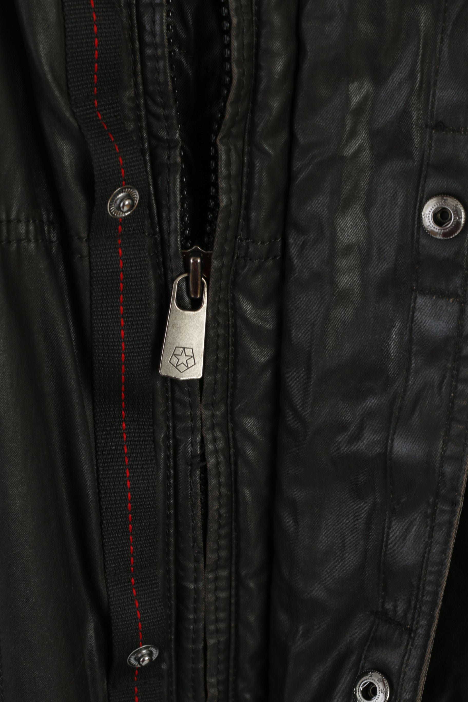 Milestone Men 52 L Jacket Black Cotton Wax Parka Winter Full Zipper Top