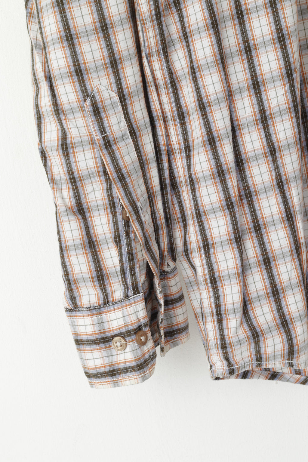 Camicia casual da uomo Camel Active L. Top a maniche lunghe con colletto button down in cotone a quadri marrone