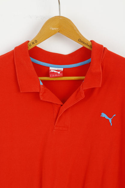 Polo Puma da uomo XL arancione a maniche corte in cotone elasticizzato