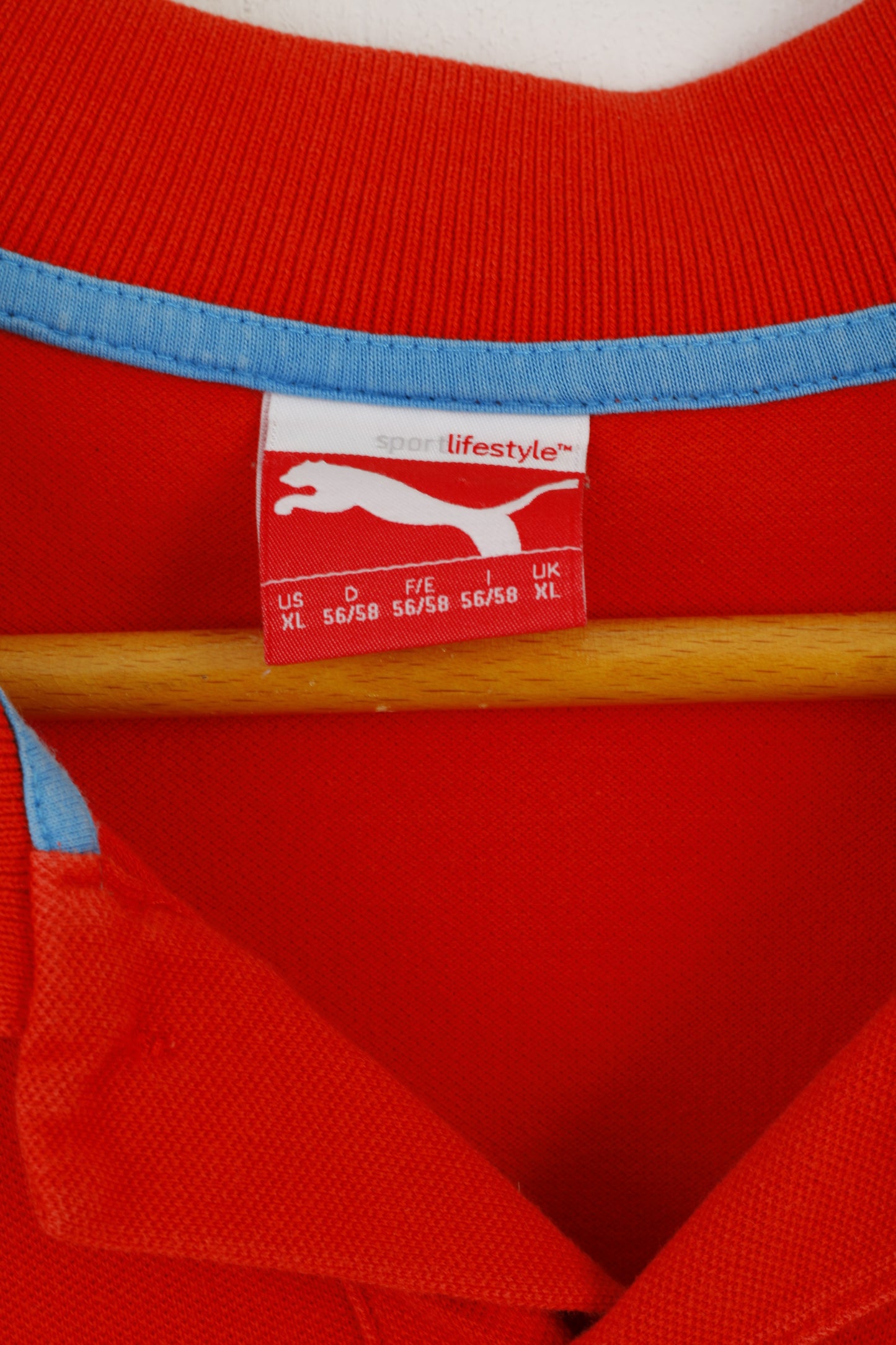 Puma Men XL Polo Shirt Orange Short Sleeve Cotton Stretch Sport Top