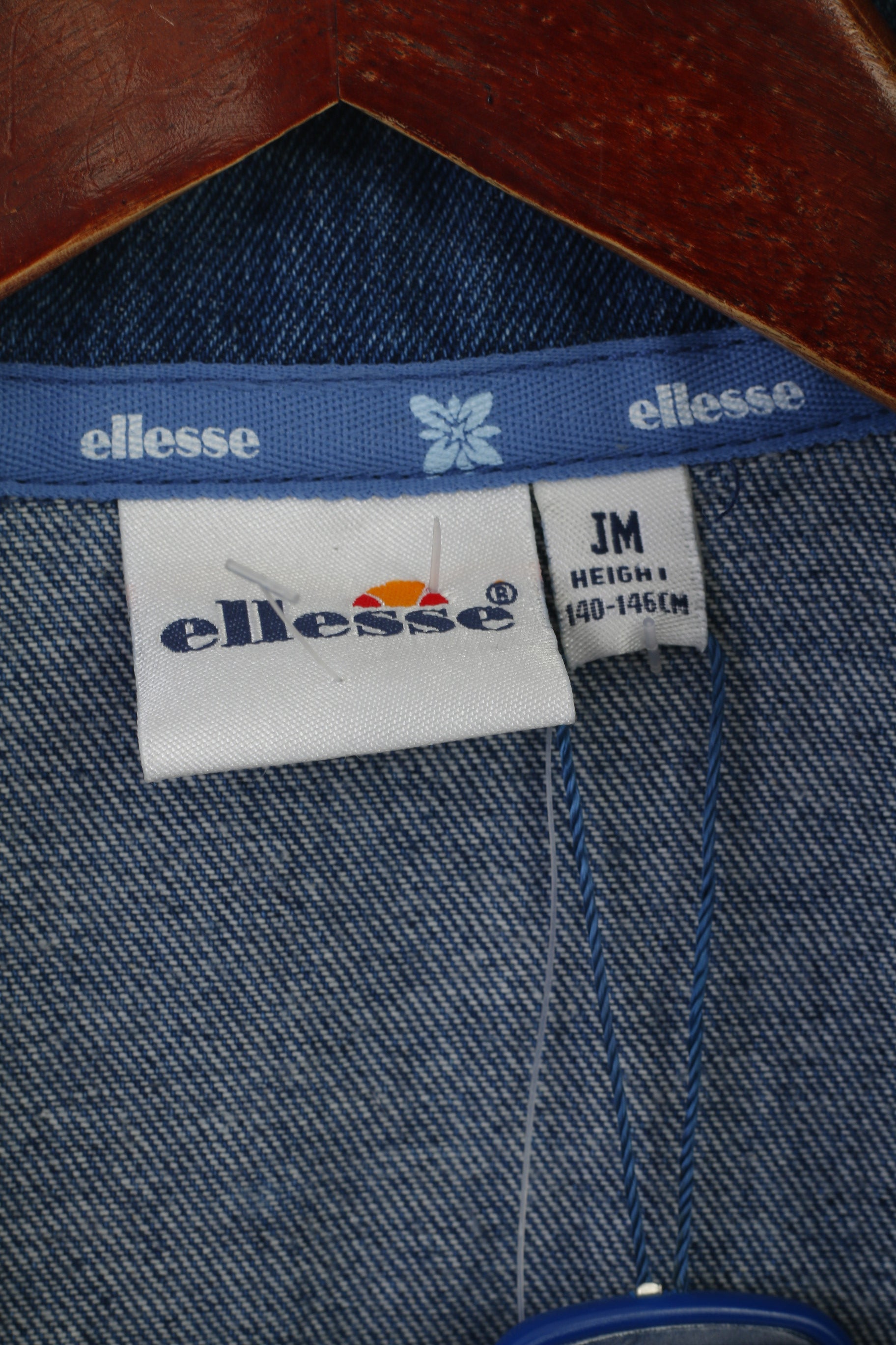 New Ellesse Grils JM 140-146 Denim Jacket Blue Cotton Full Zipper Top