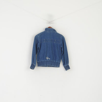 New Ellesse Grils JM 140-146 Denim Jacket Blue Cotton Full Zipper Top
