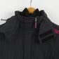Superdry Women S Jacket Black Hooded Nylon Fleece Inside 3 Zipper Top