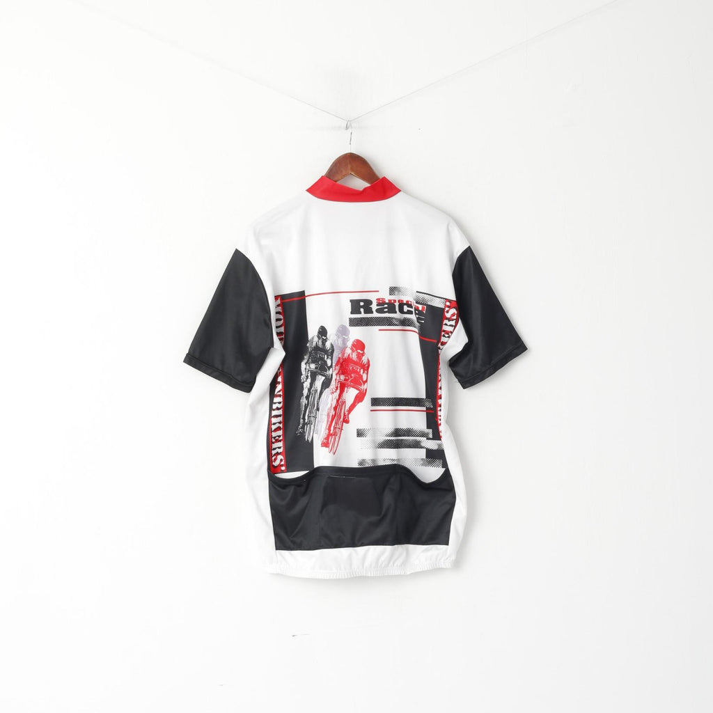 Special Race Men L Cycling Shirt White Bike Short Sleeve Mountain Jersey Top