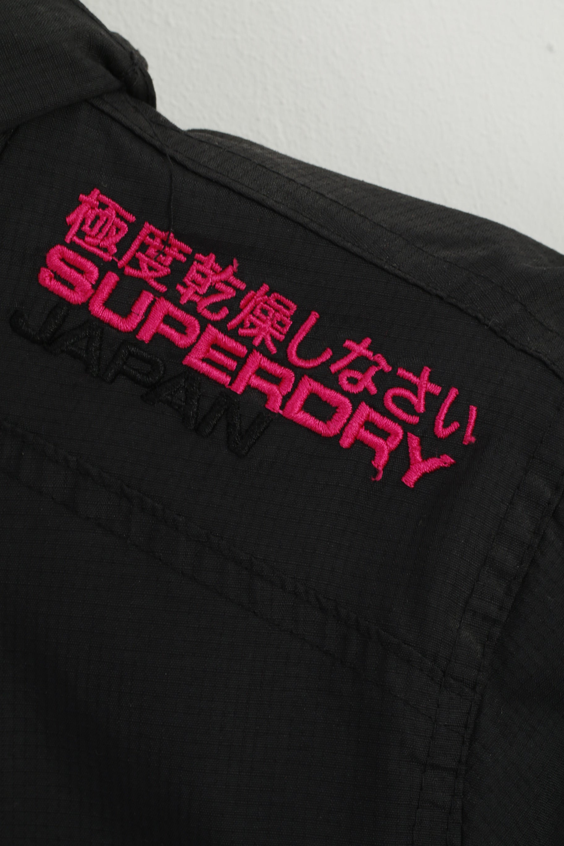 Superdry Women S Jacket Black Hooded Nylon Fleece Inside 3 Zipper Top