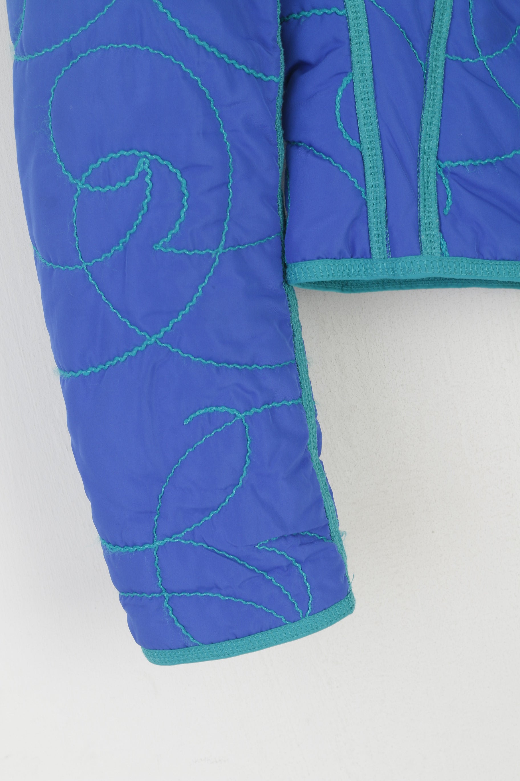 Maura by Claudia Strater Women 38 S Cropped Jacket Blue Emroidered Full Zip Top