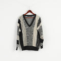 Protege Collection Uomo M Maglione Maglione con scollo a V retrò in maglia di cotone beige nero