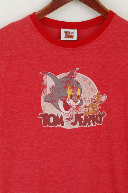 Dunnes Stores Tom and Jerry Maglietta da donna 18 L Top in cotone rosso Cartoon Network