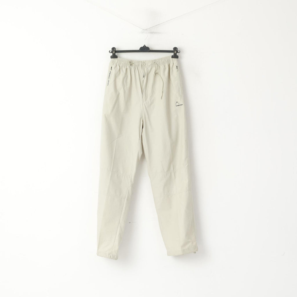 HEAD Men L Pantalon Beige Coton Vintage Nylon Mélange Poches Pantalon Occasionnel