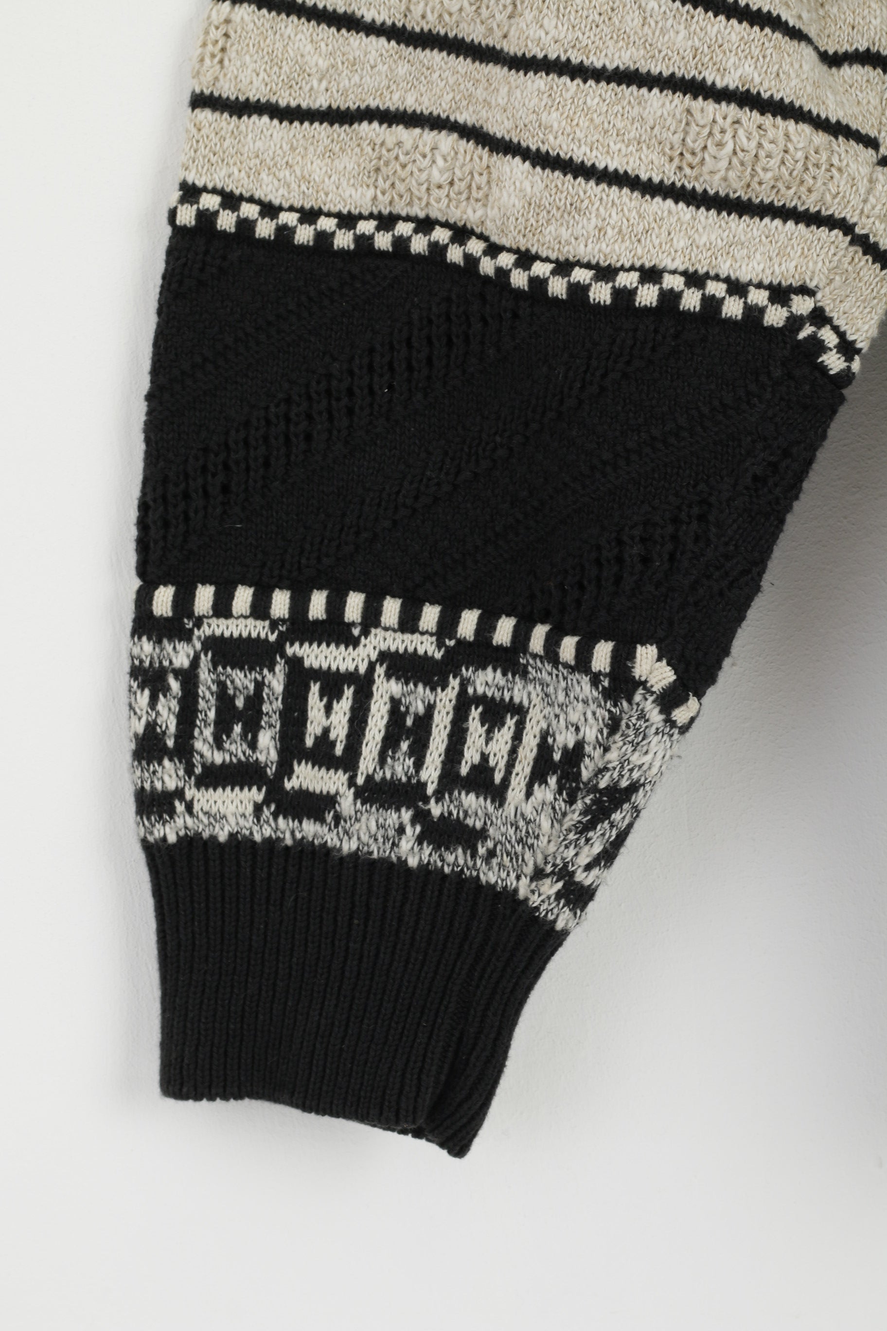 Protege Collection Uomo M Maglione Maglione con scollo a V retrò in maglia di cotone beige nero