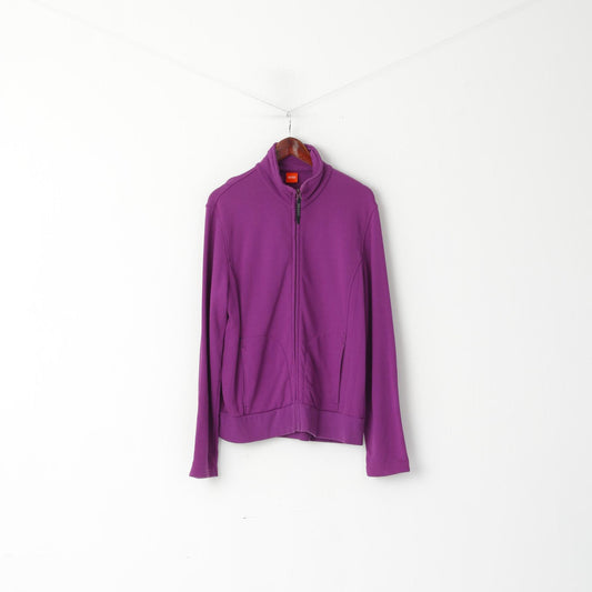 Hugo Boss Orange Men L Sweatshirt Violet Coton Full Zipper Plain Soft Top