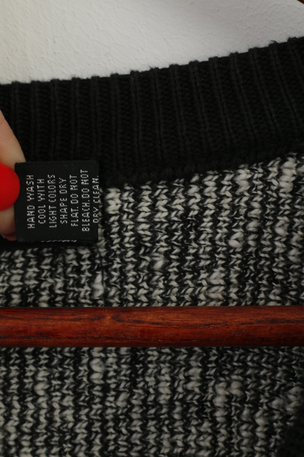 Protege Collection Uomo M Maglione Maglione con scollo a V retrò in maglia di cotone beige nero