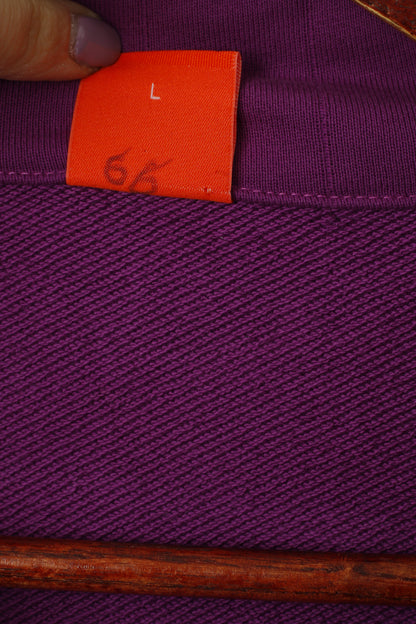Hugo Boss Orange Men L Sweatshirt Violet Coton Full Zipper Plain Soft Top