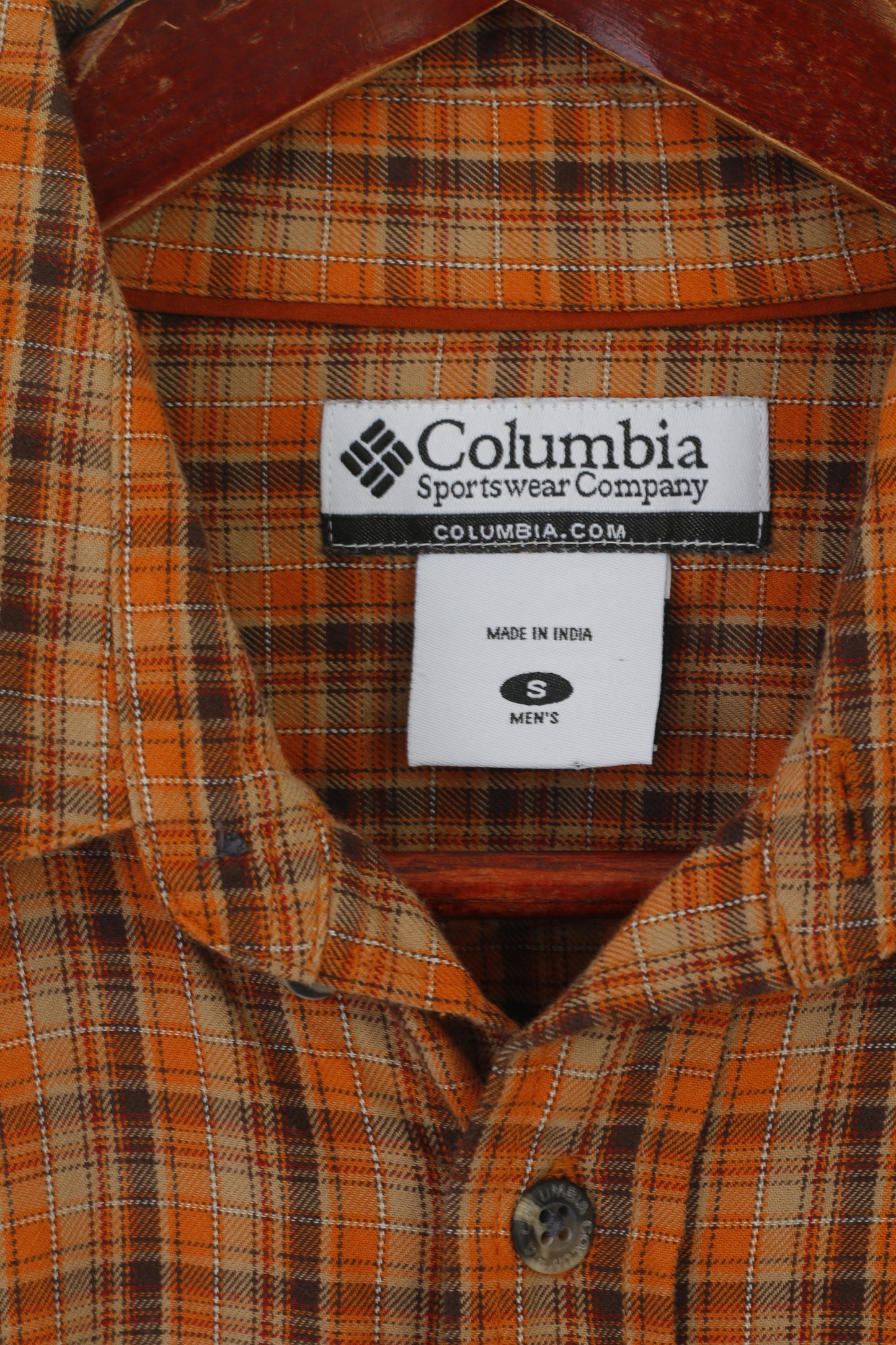 Columbia Sportswear Company Men S Casual Shirt Orange Checkered Outdoor Cotton Top