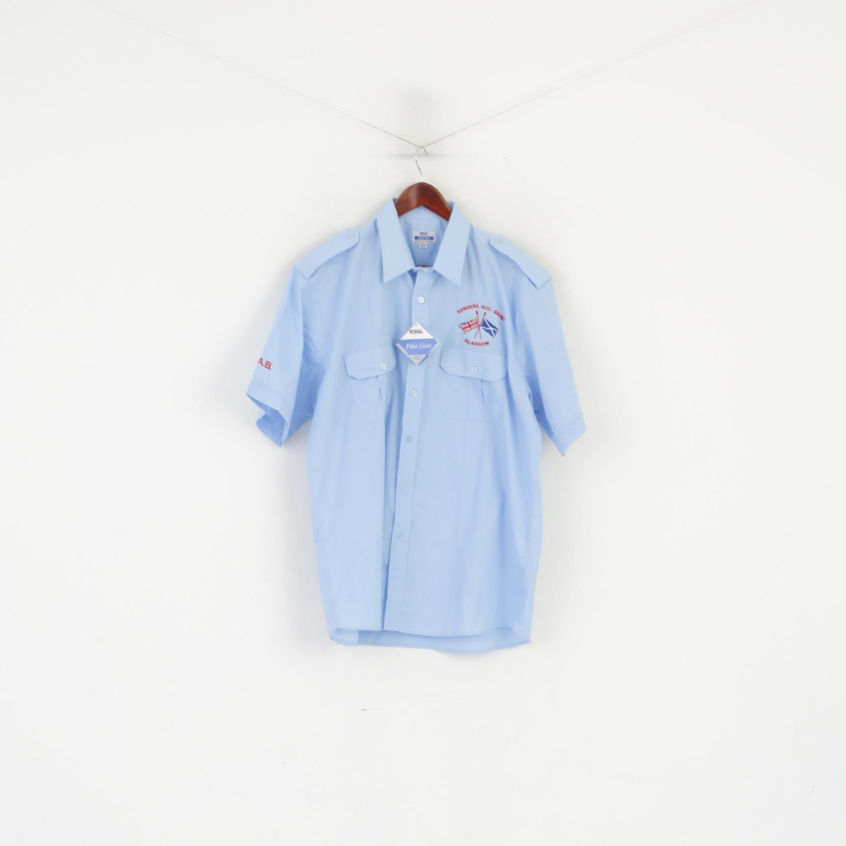 Nouveau CKL pilote chemise hommes 16.5 42 XL décontracté bleu Rangers Glasgow travail haut