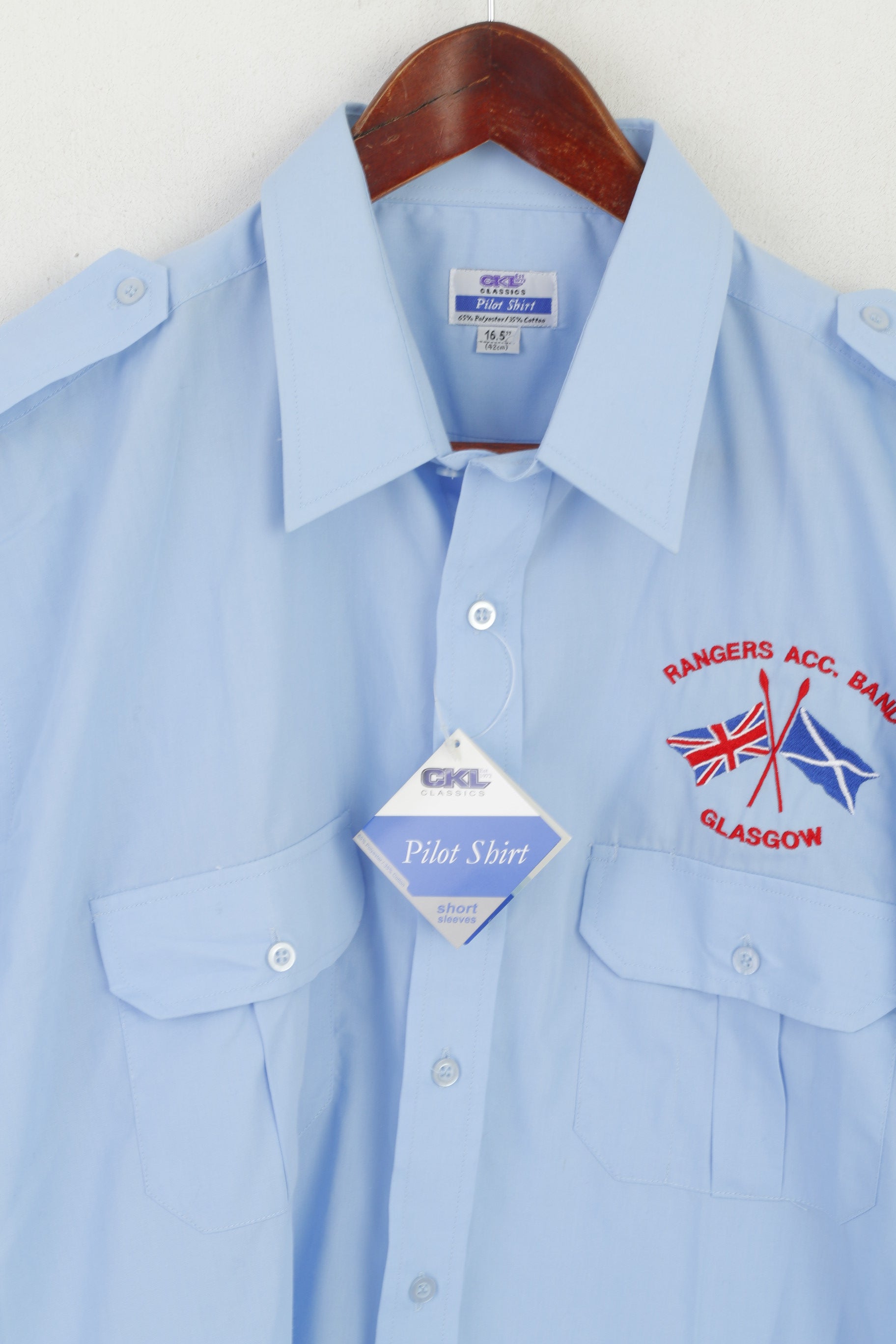 Nouveau CKL pilote chemise hommes 16.5 42 XL décontracté bleu Rangers Glasgow travail haut