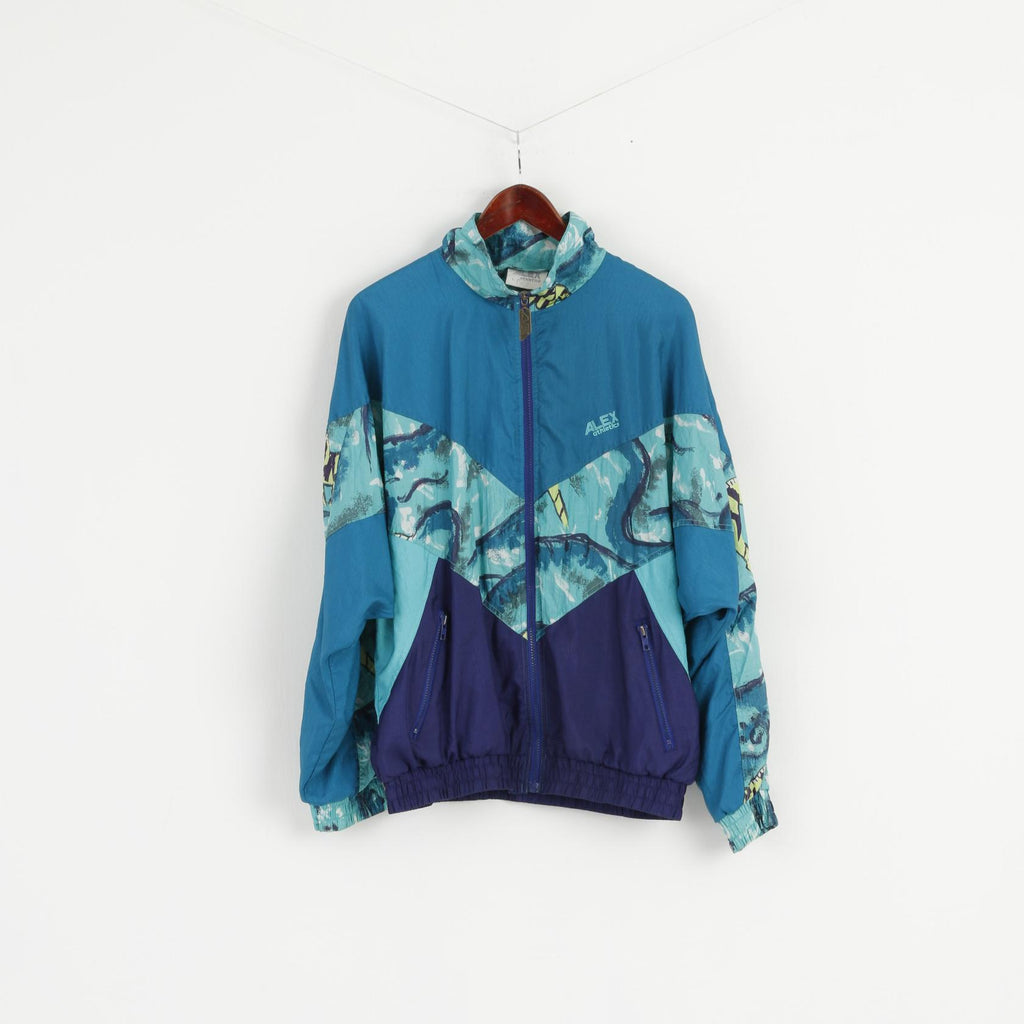 Alex Athletics Men L Jacket Green Bomber Full Zipper Retro Activewear Festival Top