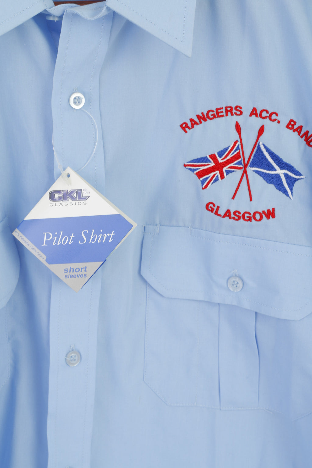 Nouveau CKL pilote chemise hommes 16.5 42 XL décontracté bleu Rangers Glasgow travail haut
