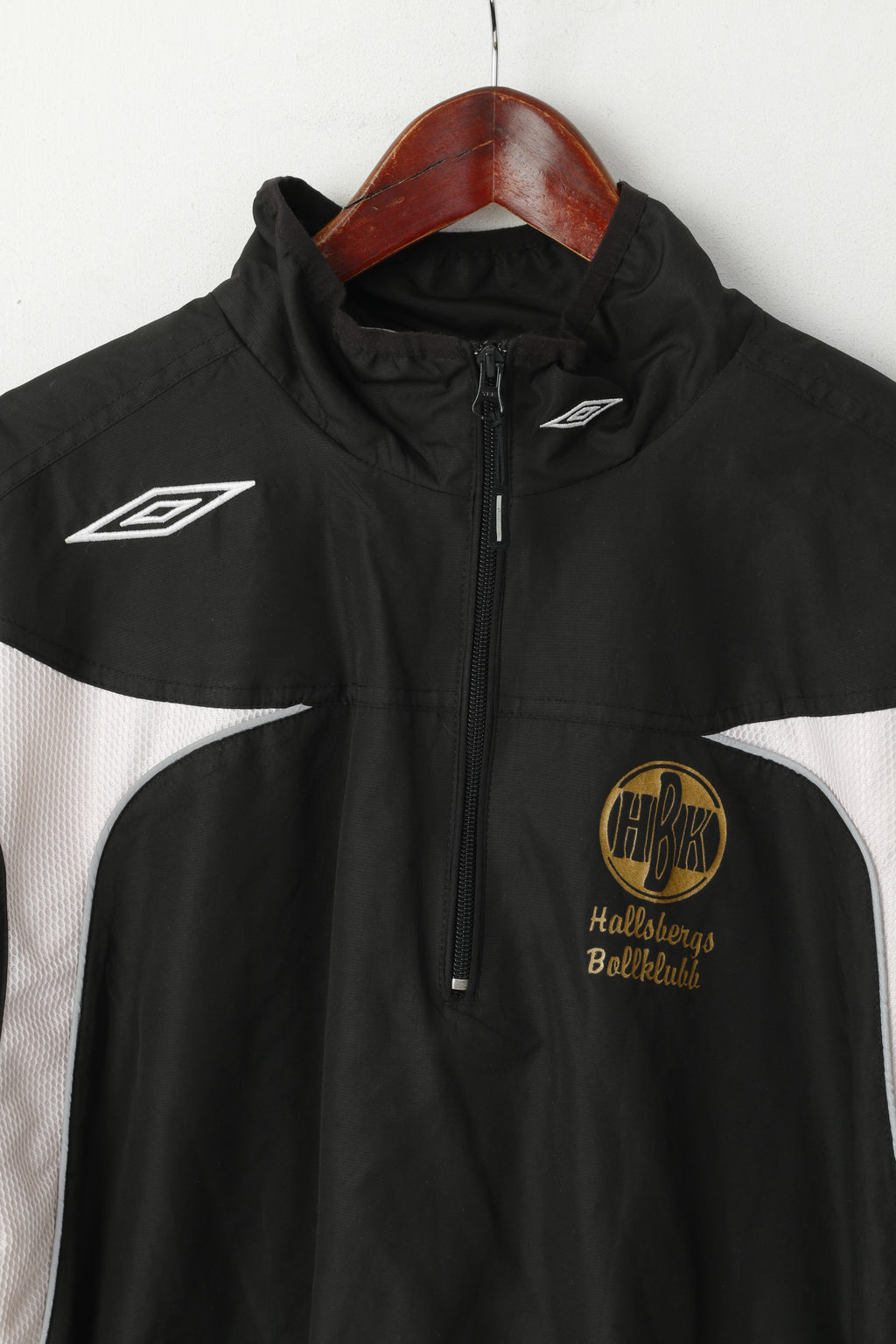 Umbro Hommes XL Pull Veste Noir Hallsbergs Bollklubb Zip Neck Réfléchissant Active Top